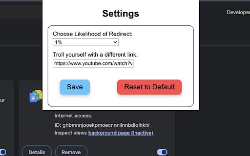 Rickroll Roulette  from Chrome web store to be run with OffiDocs Chromium online