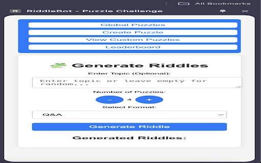 RiddleBot Puzzle Challenge  from Chrome web store to be run with OffiDocs Chromium online