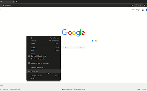 Right click discard tab  from Chrome web store to be run with OffiDocs Chromium online