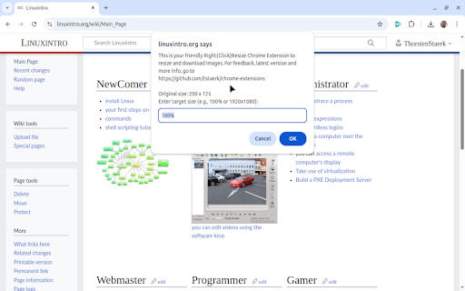 Right (click) Resizer  from Chrome web store to be run with OffiDocs Chromium online
