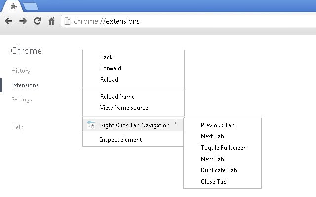 Right Click Tab Navigation  from Chrome web store to be run with OffiDocs Chromium online