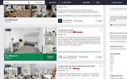 Rightmove Get Directions (Unofficial)  from Chrome web store to be run with OffiDocs Chromium online