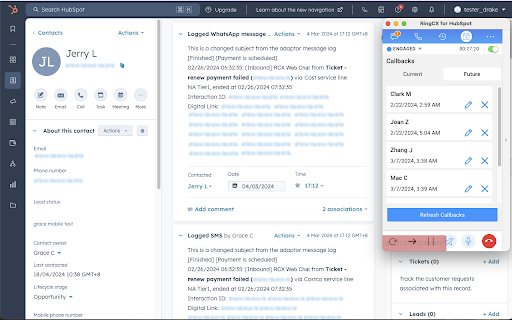 RingCentral RingCX for HubSpot  from Chrome web store to be run with OffiDocs Chromium online
