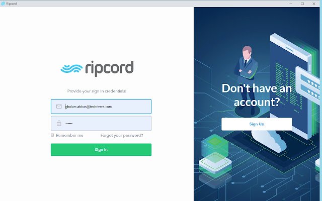 Ripcord.io daripada kedai web Chrome untuk dijalankan dengan OffiDocs Chromium dalam talian