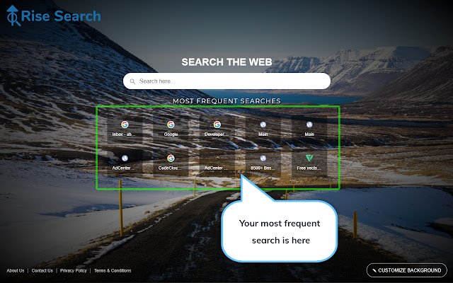 Rise Search ze sklepu internetowego Chrome, który można uruchomić w trybie online OffiDocs Chromium