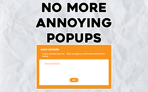 Risk Reminder Remover  from Chrome web store to be run with OffiDocs Chromium online