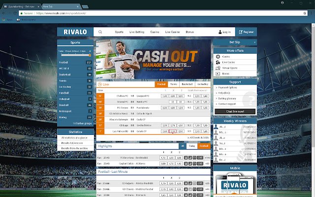 Rivalo Sports Theme ze sklepu internetowego Chrome do uruchomienia z OffiDocs Chromium online