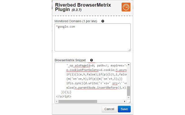 Le plug-in Riverbed BrowserMetrix de la boutique en ligne Chrome doit être exécuté avec OffiDocs Chromium en ligne