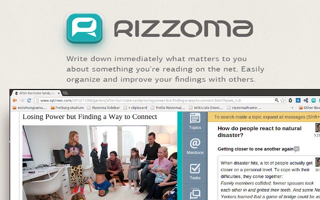 Rizzoma Research Sidebar  from Chrome web store to be run with OffiDocs Chromium online