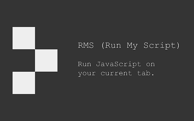 ക്രോം വെബ് സ്റ്റോറിൽ നിന്നുള്ള RMS (റൺ മൈ സ്‌ക്രിപ്റ്റ്) സ്‌ക്രിപ്റ്റ് റണ്ണർ ഓൺ‌ലൈനിൽ OffiDocs Chromium ഉപയോഗിച്ച് പ്രവർത്തിപ്പിക്കും