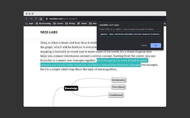 +Roam  from Chrome web store to be run with OffiDocs Chromium online