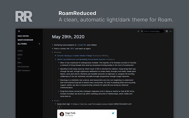 OffiDocs Chromiumオンラインで実行するChrome WebストアからのRoam Reduced