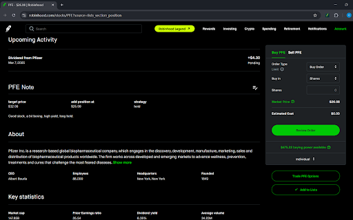Robinhood Note  from Chrome web store to be run with OffiDocs Chromium online