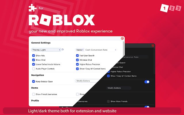 Roblox +, enhance your Roblox.Better Roblox!  from Chrome web store to be run with OffiDocs Chromium online