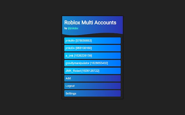 Roblox Multi Accounts  from Chrome web store to be run with OffiDocs Chromium online