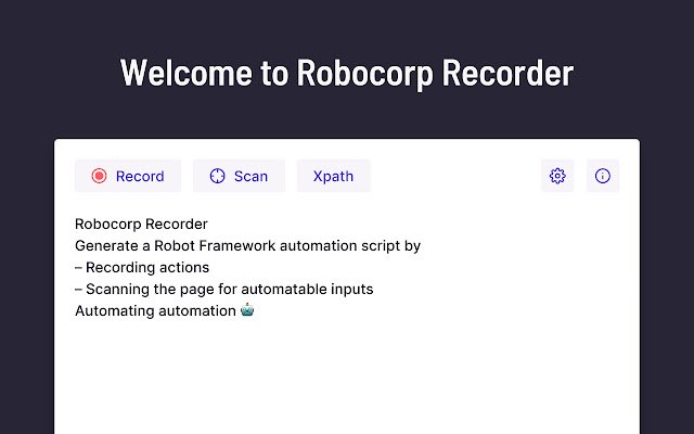 Robocorp Recorder ze sklepu internetowego Chrome do uruchomienia z OffiDocs Chromium online