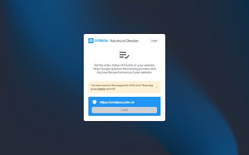 Robots.txt Checker cmlabs SEO Tools  from Chrome web store to be run with OffiDocs Chromium online