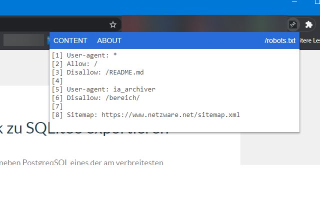 robots.txt-viewer uit de Chrome-webwinkel om te worden uitgevoerd met OffiDocs Chromium online