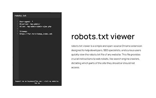 robots.txt viewer  from Chrome web store to be run with OffiDocs Chromium online