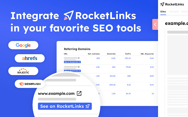 RocketLinks din magazinul web Chrome urmează să fie rulat cu OffiDocs Chromium online