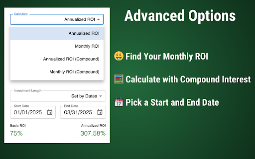 ROI Calculator  from Chrome web store to be run with OffiDocs Chromium online