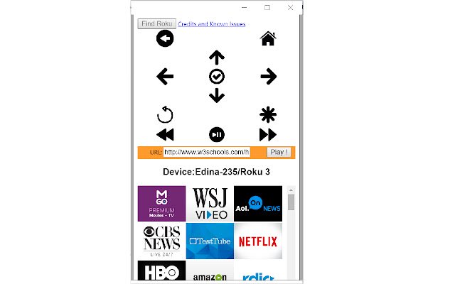 Roku URL Player and Remote  from Chrome web store to be run with OffiDocs Chromium online