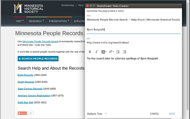 RootsFinder ToDos  from Chrome web store to be run with OffiDocs Chromium online