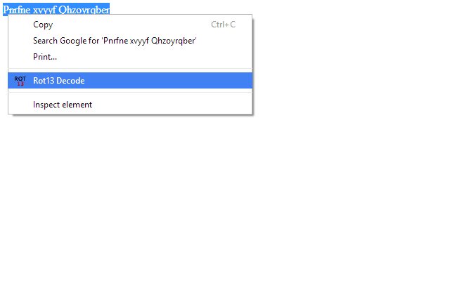 Rot13 Decoder  from Chrome web store to be run with OffiDocs Chromium online