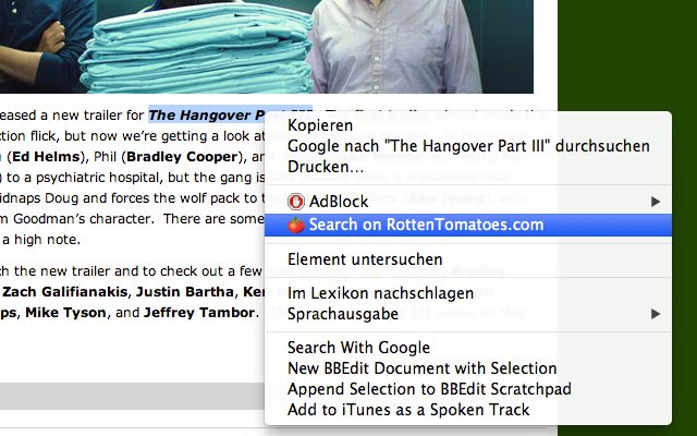 Meniul contextual RottenTomatoes.com din magazinul web Chrome va fi rulat cu OffiDocs Chromium online