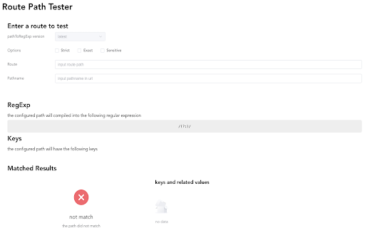 route path tester from Chrome web store to be run with OffiDocs Chromium online route path tester from Chrome web store to be run with OffiDocs Chromium online