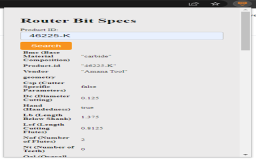 Router Bit Analyzer  from Chrome web store to be run with OffiDocs Chromium online
