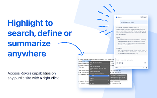 Rovo: Search, Chat, and more  from Chrome web store to be run with OffiDocs Chromium online
