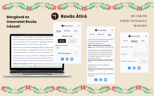 Rovás Átíró  from Chrome web store to be run with OffiDocs Chromium online