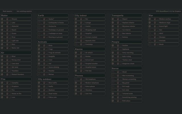 RPG SoundBoard  from Chrome web store to be run with OffiDocs Chromium online
