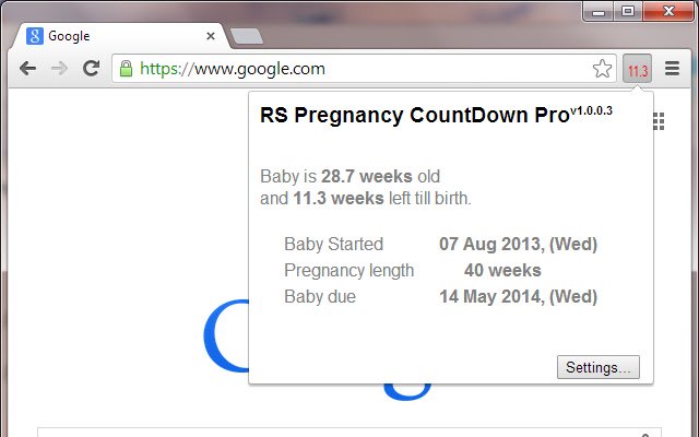 RS Pregnancy CountDown Pro from Chrome web store to be run with OffiDocs Chromium online RS Pregnancy CountDown Pro from Chrome web store to be run with OffiDocs Chromium online
