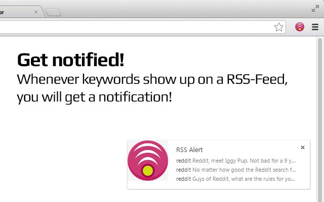 RSS Alarm ze sklepu internetowego Chrome do uruchomienia z OffiDocs Chromium online