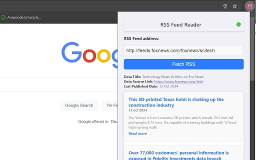 RSS Feed Reader  from Chrome web store to be run with OffiDocs Chromium online
