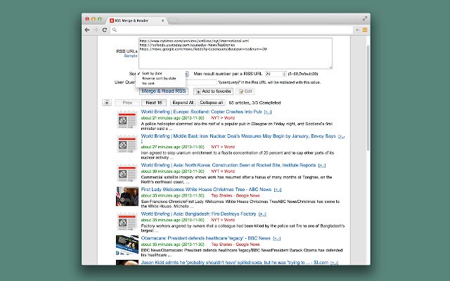 RSS Merge  Reader  from Chrome web store to be run with OffiDocs Chromium online