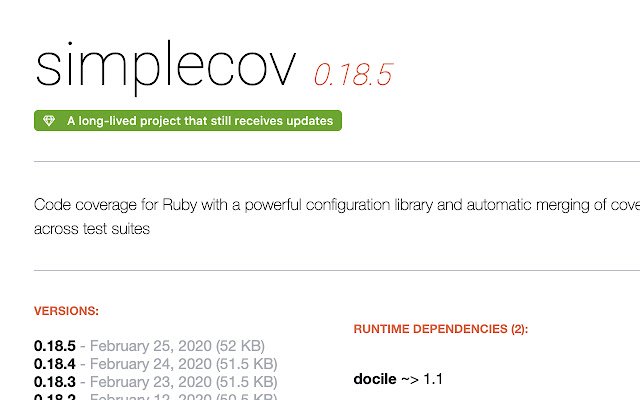 Ruby Toolbox data on Rubygems.org  from Chrome web store to be run with OffiDocs Chromium online