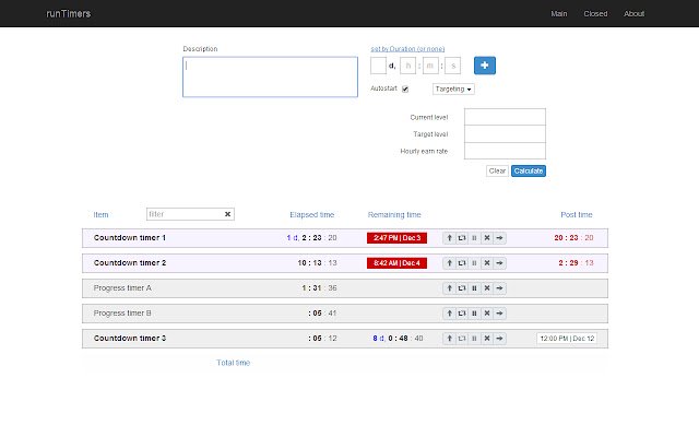 runTimers จาก Chrome เว็บสโตร์ที่จะรันด้วย OffiDocs Chromium ทางออนไลน์