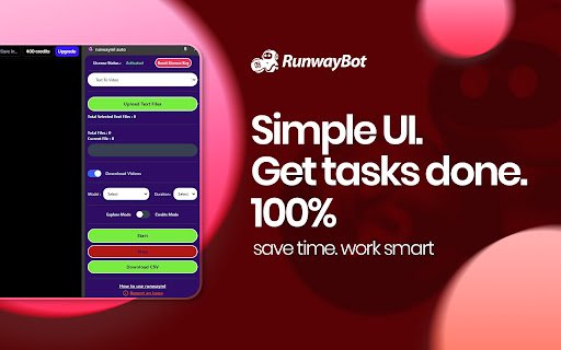 Runwaybot:Runwayml Automation Bulk Video generator  from Chrome web store to be run with OffiDocs Chromium online
