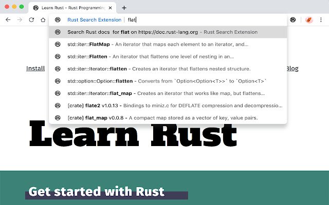 Розширення Rust Search з веб-магазину Chrome, яке буде запускатися з OffiDocs Chromium онлайн