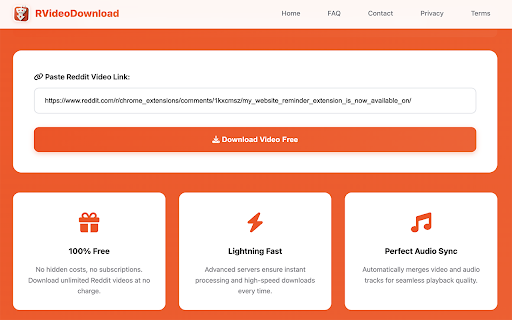 RVideoDownload Reddit Video  Sound Downloader  from Chrome web store to be run with OffiDocs Chromium online