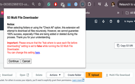 S3 Multi File Downloader  from Chrome web store to be run with OffiDocs Chromium online