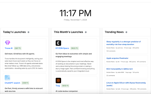 SaaS inspiration hub A New Tab Extension  from Chrome web store to be run with OffiDocs Chromium online