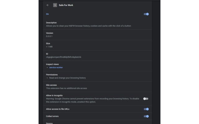Safe For Work  from Chrome web store to be run with OffiDocs Chromium online