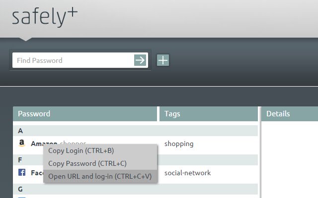 Safely Password Manager aus dem Chrome-Webshop, der mit OffiDocs Chromium online ausgeführt werden soll