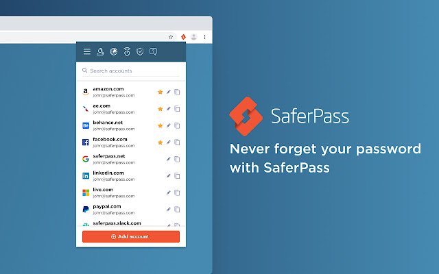 SaferPass: Password Manager van de Chrome-webwinkel om te worden uitgevoerd met OffiDocs Chromium online