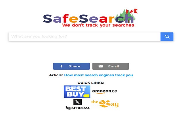 Safesearch ialah Enjin Carian Peribadi Kanada daripada kedai web Chrome untuk dijalankan dengan OffiDocs Chromium dalam talian