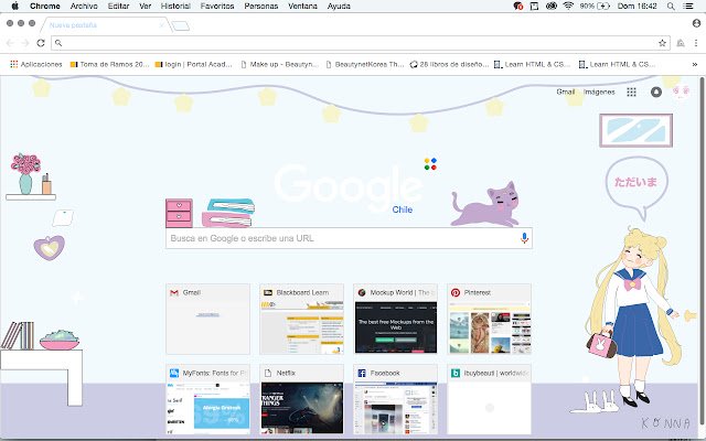 Tema Sailor Moon da loja virtual do Chrome para ser executado com OffiDocs Chromium online